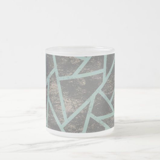 Bleek groen en grijs mozaïekpatroon matglas koffiemok (Center)