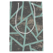 Bleek groen en grijs mozaïekpatroon medium cadeauzakje (Voorkant)