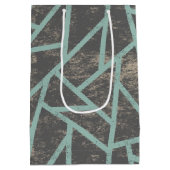 Bleek groen en grijs mozaïekpatroon medium cadeauzakje (Achterkant)