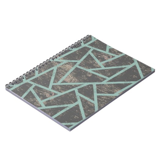 Bleek groen en grijs mozaïekpatroon notitieboek (Linkerzijde)