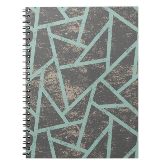 Bleek groen en grijs mozaïekpatroon notitieboek (Voorkant)