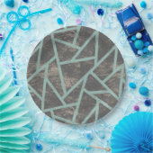 Bleek groen en grijs mozaïekpatroon papieren bordje (Feest)