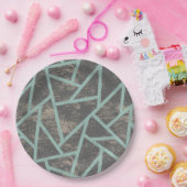 Bleek groen en grijs mozaïekpatroon papieren bordje (Feest)