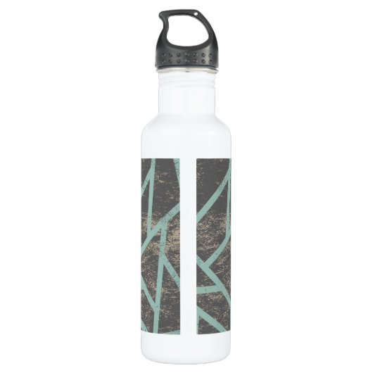 Bleek groen en grijs mozaïekpatroon waterfles  (Achterkant)
