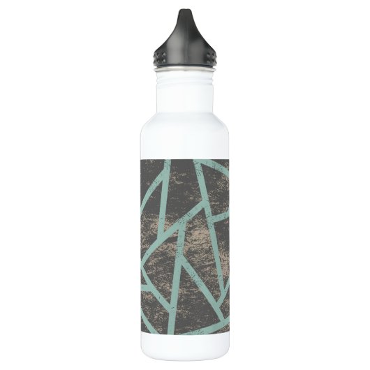 Bleek groen en grijs mozaïekpatroon waterfles (Links)