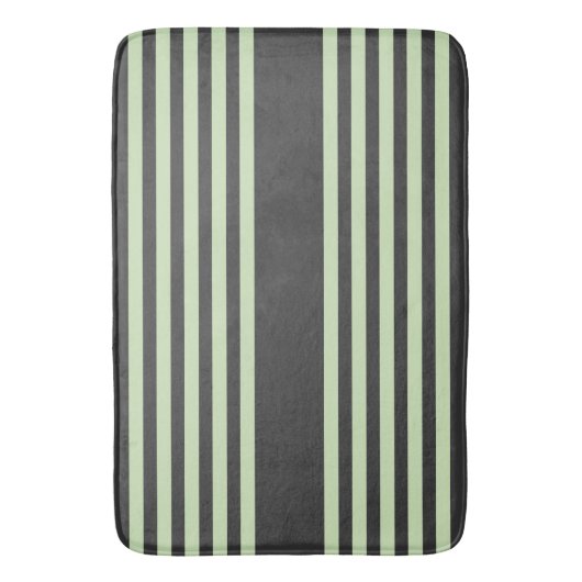 Bleek groen en houtskool vijf strepen patroon badmat (Voorkant Verticaal)