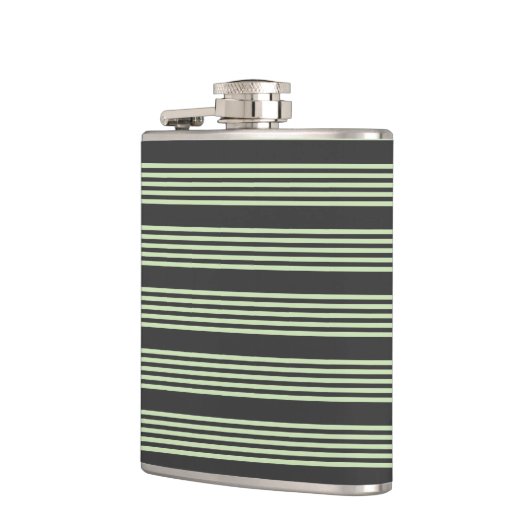 Bleek groen en houtskool vijf strepen patroon heupfles (Links)
