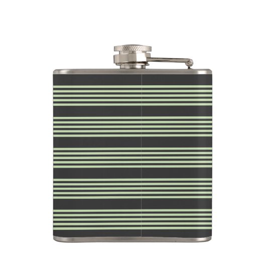 Bleek groen en houtskool vijf strepen patroon heupfles (Achterkant)