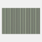 Bleek groen en houtskool vijf strepen patroon inpakpapier vel (Voorkant 3)