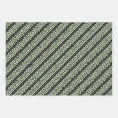 Bleek groen en houtskool vijf strepen patroon inpakpapier vel (Voorkant 2)
