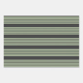 Bleek groen en houtskool vijf strepen patroon inpakpapier vel (Voorkant)
