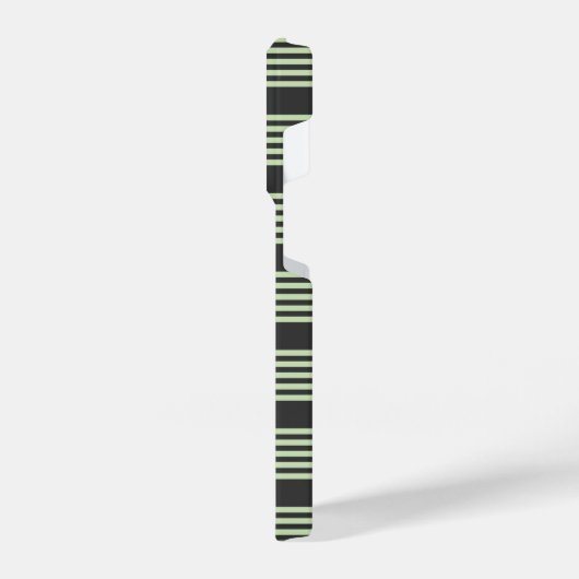 Bleek groen en houtskool vijf strepen patroon iPhone hoesje (Linkerkant)