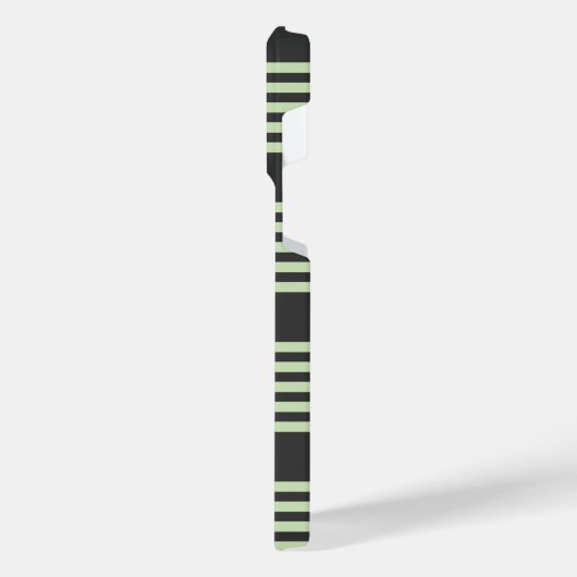 Bleek groen en houtskool vijf strepen patroon iPhone hoesje (Linkerkant)