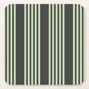 Bleek groen en houtskool vijf strepen patroon kartonnen onderzetters