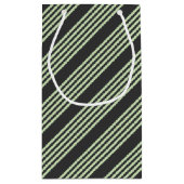 Bleek groen en houtskool vijf strepen patroon klein cadeauzakje (Achterkant)