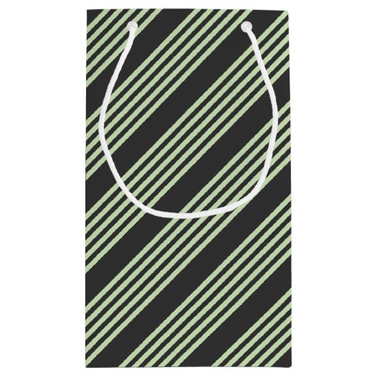 Bleek groen en houtskool vijf strepen patroon klein cadeauzakje (Achterkant)