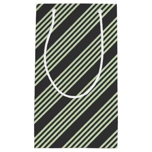 Bleek groen en houtskool vijf strepen patroon klein cadeauzakje (Voorkant)