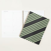 Bleek groen en houtskool vijf strepen patroon planner (Display)
