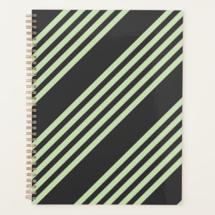 Bleek groen en houtskool vijf strepen patroon planner