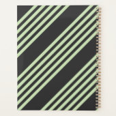 Bleek groen en houtskool vijf strepen patroon planner (Achterkant)