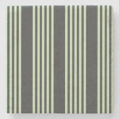 Bleek groen en houtskool vijf strepen patroon stenen onderzetter (Voorkant)