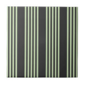 Bleek groen en houtskool vijf strepen patroon tegeltje (Voorkant)