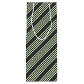 Bleek groen en houtskool vijf strepen patroon wijn cadeautas (Achterkant)