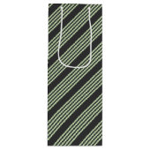 Bleek groen en houtskool vijf strepen patroon wijn cadeautas (Voorkant)