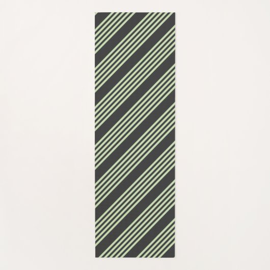 Bleek groen en houtskool vijf strepen patroon yogamat (Voorkant)