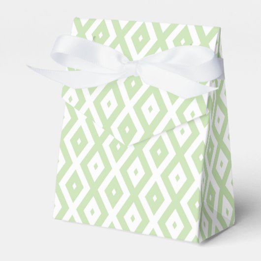 Bleek groen en wit diamantpatroon bedankdoosjes (Voorkant Zijde)