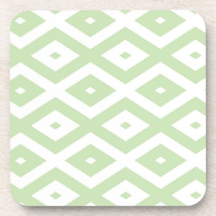 Bleek groen en wit diamantpatroon bier onderzetter
