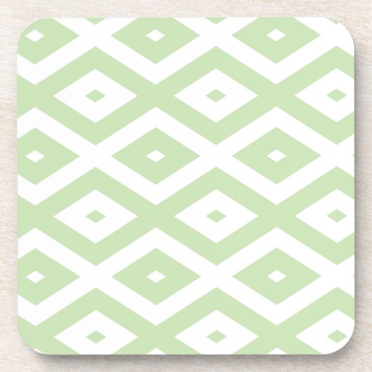Bleek groen en wit diamantpatroon bier onderzetter (Voorkant)