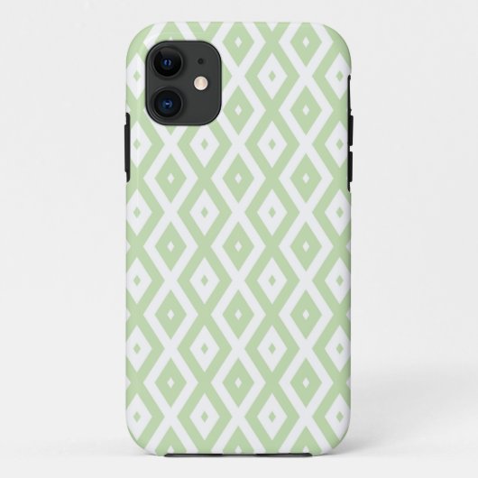 Bleek groen en wit diamantpatroon Case-Mate iPhone case (Achterkant)
