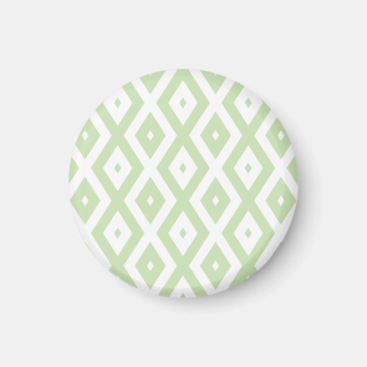 Bleek groen en wit diamantpatroon magneet (Voorkant)