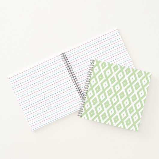 Bleek groen en wit diamantpatroon notitieboek (Binnen)