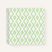 Bleek groen en wit diamantpatroon notitieboek (Voorkant)