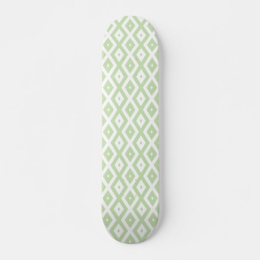 Bleek groen en wit diamantpatroon persoonlijk skateboard (Voorkant)