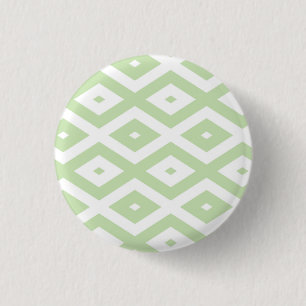 Bleek groen en wit diamantpatroon ronde button 3,2 cm