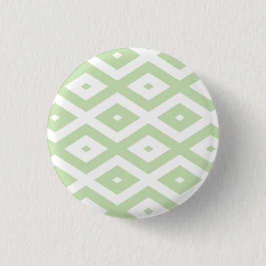 Bleek groen en wit diamantpatroon ronde button 3,2 cm (Voorkant)