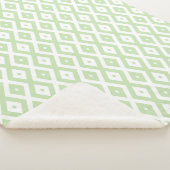 Bleek groen en wit diamantpatroon sherpa deken (3/4)