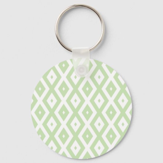 Bleek groen en wit diamantpatroon sleutelhanger (Voorkant)