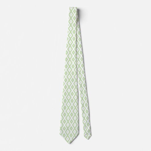 Bleek groen en wit diamantpatroon stropdas (Voorkant)