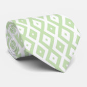 Bleek groen en wit diamantpatroon stropdas (Opgerold)