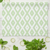 Bleek groen en wit diamantpatroon theedoek (Gevouwen)
