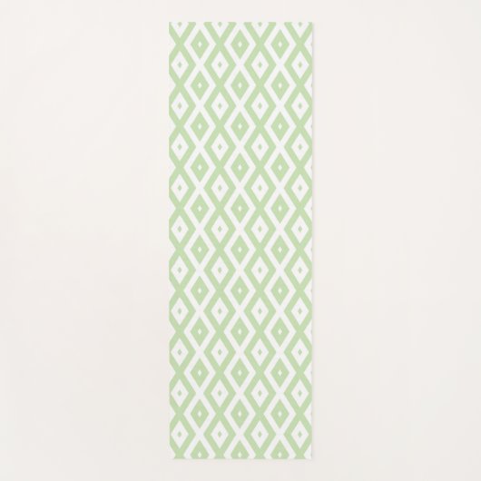 Bleek groen en wit diamantpatroon yogamat (Voorkant)