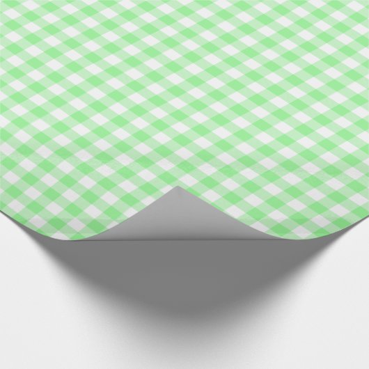 Bleek Groen en Wit Gingham Cadeaupapier (Hoek)