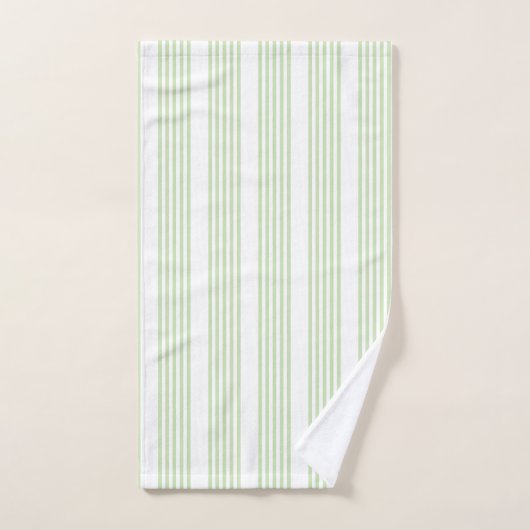 Bleek groen en wit vijf strepen patroon bad handdoek (Handdoek)