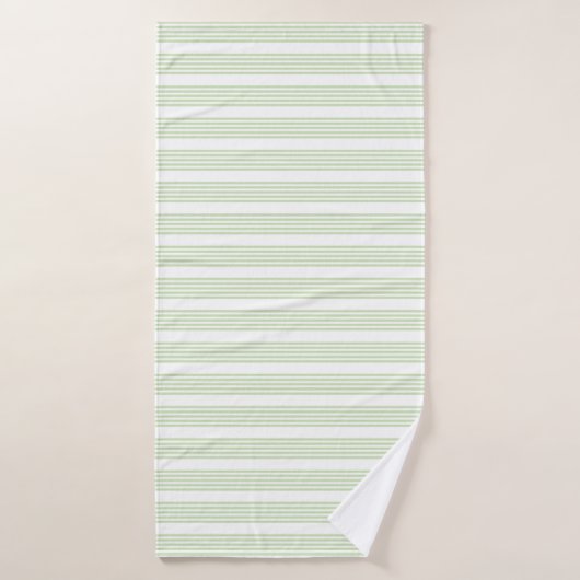 Bleek groen en wit vijf strepen patroon badhanddoek (Badhanddoek)