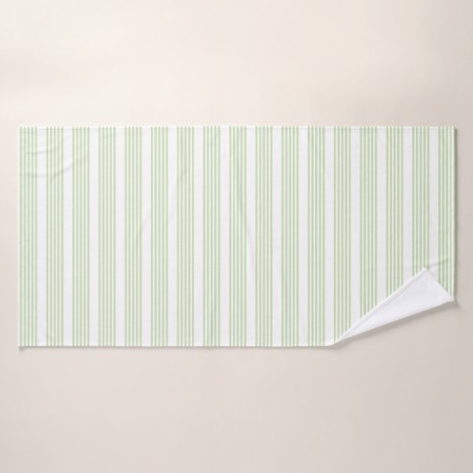 Bleek groen en wit vijf strepen patroon badhanddoek (Badhanddoek)