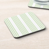 Bleek groen en wit vijf strepen patroon bier onderzetter (Linkerzijde)